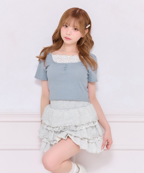 apres jour(アプレジュール)の「アソート柄レイヤード風トップス(Tシャツ/カットソー・レディース・ホワイト系その他/ブルー/ブラック・X-LARGE/フリー)」の18枚目の写真