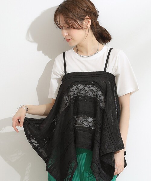 Cutie Blonde（キューティーブロンド）の「【2WAY】スカートにもなる イレヘム レースビスチェ（タンクトップ・レディース・ホワイト/ブラック・02）」の2枚目の写真