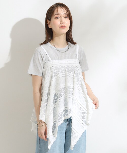 Cutie Blonde（キューティーブロンド）の「【2WAY】スカートにもなる イレヘム レースビスチェ（タンクトップ・レディース・ホワイト/ブラック・02）」の13枚目の写真