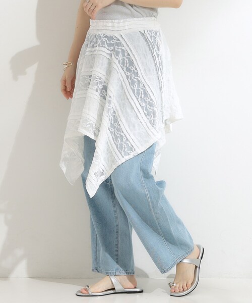 Cutie Blonde（キューティーブロンド）の「【2WAY】スカートにもなる イレヘム レースビスチェ（タンクトップ・レディース・ホワイト/ブラック・02）」の10枚目の写真