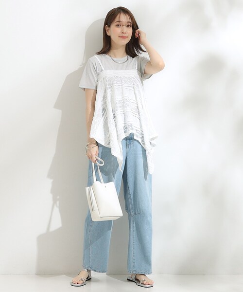 Cutie Blonde（キューティーブロンド）の「【2WAY】スカートにもなる イレヘム レースビスチェ（タンクトップ・レディース・ホワイト/ブラック・02）」の9枚目の写真