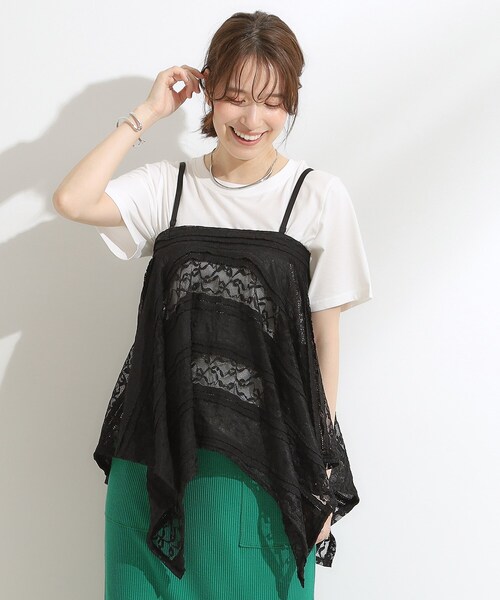 Cutie Blonde（キューティーブロンド）の「【2WAY】スカートにもなる イレヘム レースビスチェ（タンクトップ・レディース・ホワイト/ブラック・02）」の6枚目の写真