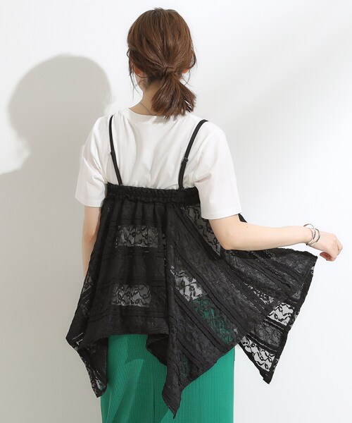 Cutie Blonde（キューティーブロンド）の「【2WAY】スカートにもなる イレヘム レースビスチェ（タンクトップ・レディース・ホワイト/ブラック・02）」の5枚目の写真