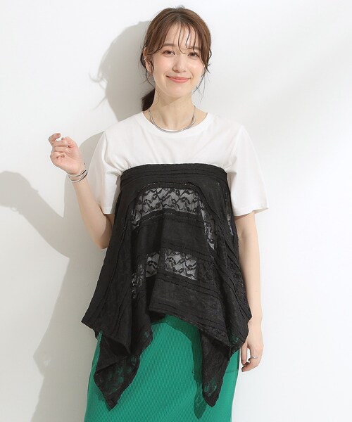 Cutie Blonde（キューティーブロンド）の「【2WAY】スカートにもなる イレヘム レースビスチェ（タンクトップ・レディース・ホワイト/ブラック・02）」の4枚目の写真