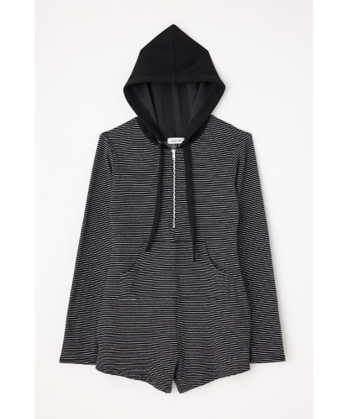 （最終値下げ）BORDER HOODIE ロンパース laguagem Mサイズ LAGUA GEM（ラグアジェム）の「BORDER HOODIE ロンパース（つなぎ