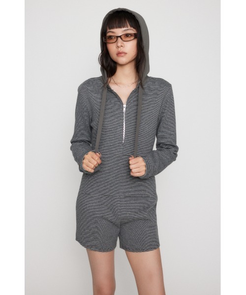 BORDER HOODIE ロンパース　LAGUAGEM 完売商品 LAGUA GEM | BORDER HOODIE ロンパース (ワンピース(ミニ・ミディアム
