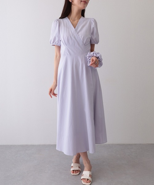 Lace Ladies(レースレディース)の「Vネック カシュクール タック パフスリーブ ワンピース(ワンピース・レディース・ラベンダー/イエロー・FREE)」の2枚目の写真