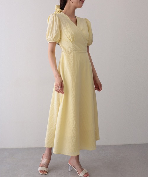 Lace Ladies(レースレディース)の「Vネック カシュクール タック パフスリーブ ワンピース(ワンピース・レディース・ラベンダー/イエロー・FREE)」の5枚目の写真