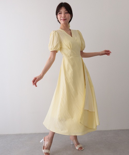 Lace Ladies(レースレディース)の「Vネック カシュクール タック パフスリーブ ワンピース(ワンピース・レディース・ラベンダー/イエロー・FREE)」の7枚目の写真