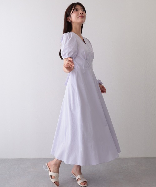 Lace Ladies(レースレディース)の「Vネック カシュクール タック パフスリーブ ワンピース(ワンピース・レディース・ラベンダー/イエロー・FREE)」の12枚目の写真