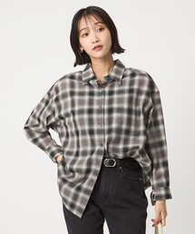 グリーンレーベルリラクシング 茶系グレンチェックブラウス green label relaxing（グリーンレーベルリラクシング）の