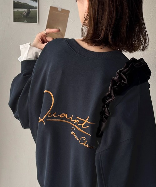 classicalelf(クラシカルエルフ)の「大人カジュアルに最適解。サイン刺繍裏毛スウェット(スウェット・レディース・チャコール/ネイビー/オートミール/ブラウン/ブルー/グレイッシュベージュ・LARGE/MEDIUM/SMALL/X-LARGE)」の5枚目の写真