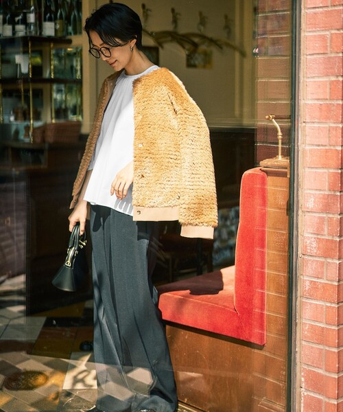 自由区（ジユウク）の「ウールライクストレッチワイド パンツ（その他パンツ・レディース・グレー系/ベージュ系/ネイビー系・48/46/44）」の5枚目の写真