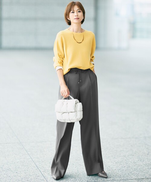 自由区（ジユウク）の「ウールライクストレッチワイド パンツ（その他パンツ・レディース・グレー系/ベージュ系/ネイビー系・48/46/44）」の9枚目の写真
