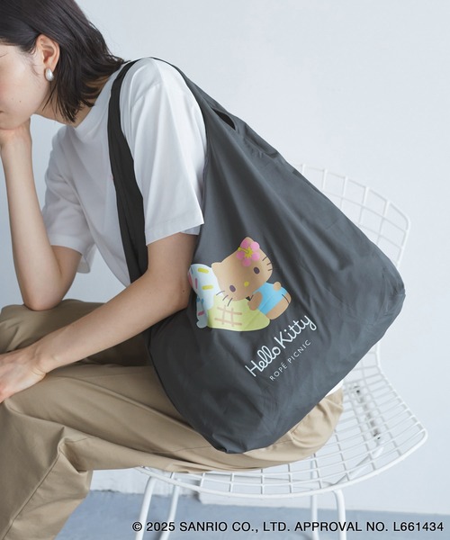 ROPE' PICNIC（ロペピクニック）の「【ROPE' PICNIC×ハローキティコラボ】日焼けハローキティパッカブルポケット付エコバッグ（エコバッグ/サブバッグ・レディース・ピンク/チャコールグレー・FREE）」の7枚目の写真