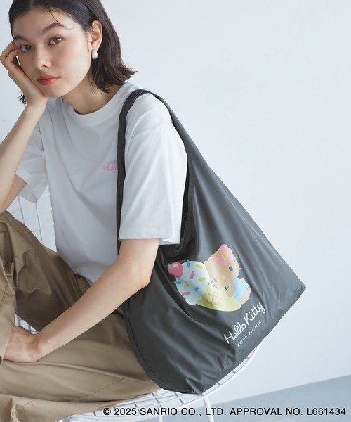 ROPE' PICNIC（ロペピクニック）の「【ROPE' PICNIC×ハローキティコラボ】日焼けハローキティパッカブルポケット付エコバッグ（エコバッグ/サブバッグ・レディース・ピンク/チャコールグレー・FREE）」の8枚目の写真