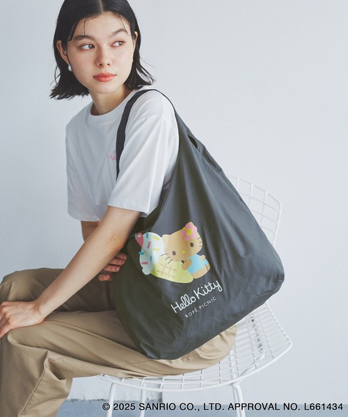 ROPE' PICNIC（ロペピクニック）の「【ROPE' PICNIC×ハローキティコラボ】日焼けハローキティパッカブルポケット付エコバッグ（エコバッグ/サブバッグ・レディース・ピンク/チャコールグレー・FREE）」の9枚目の写真