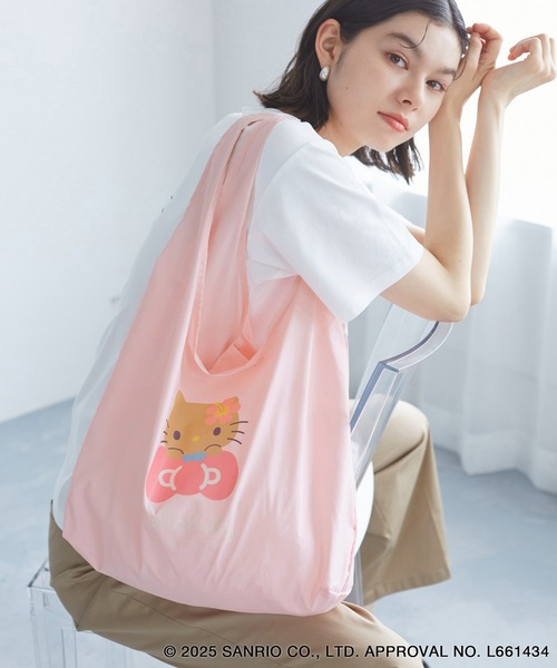 ROPE' PICNIC（ロペピクニック）の「【ROPE' PICNIC×ハローキティコラボ】日焼けハローキティパッカブルポケット付エコバッグ（エコバッグ/サブバッグ・レディース・ピンク/チャコールグレー・FREE）」の4枚目の写真