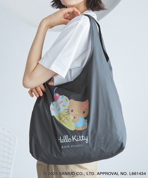 ROPE' PICNIC（ロペピクニック）の「【ROPE' PICNIC×ハローキティコラボ】日焼けハローキティパッカブルポケット付エコバッグ（エコバッグ/サブバッグ・レディース・ピンク/チャコールグレー・FREE）」の6枚目の写真