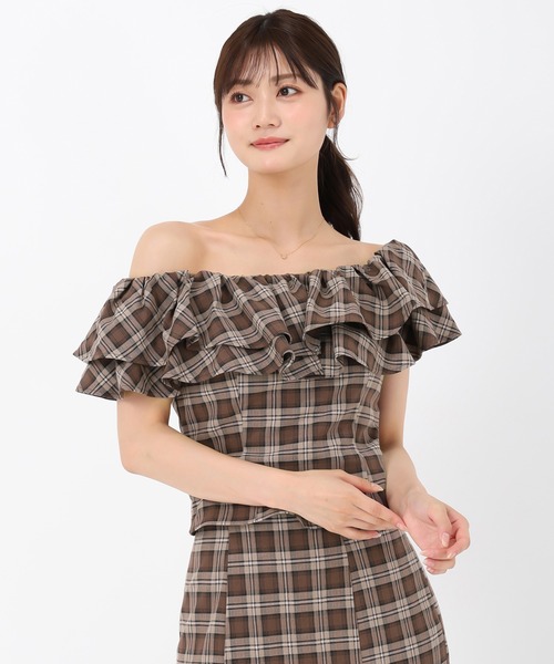 MISCH MASCH（ミッシュマッシュ）の「フリルショルダーチェックブラウス（シャツ/ブラウス・レディース・ベージュ/ピンク・ﾌﾘ-）」の17枚目の写真