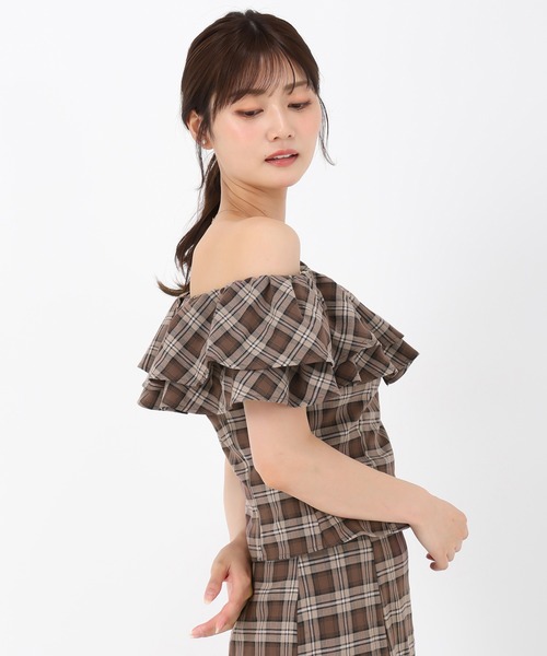 MISCH MASCH（ミッシュマッシュ）の「フリルショルダーチェックブラウス（シャツ/ブラウス・レディース・ベージュ/ピンク・ﾌﾘ-）」の19枚目の写真