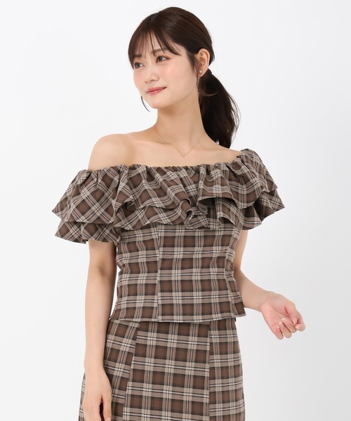 MISCH MASCH（ミッシュマッシュ）の「フリルショルダーチェックブラウス（シャツ/ブラウス・レディース・ベージュ/ピンク・ﾌﾘ-）」の20枚目の写真