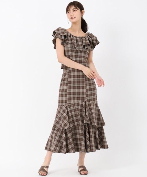 MISCH MASCH（ミッシュマッシュ）の「フリルショルダーチェックブラウス（シャツ/ブラウス・レディース・ベージュ/ピンク・ﾌﾘ-）」の7枚目の写真