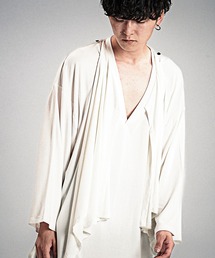 NO ID. | 【NO ID.】Frill Stole Deep V-Neck T-Shirt / フリル ストール ディープ Vネック Tシャツ(Tシャツ/カットソー)