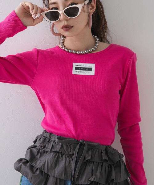 tシャツ 「最上もが」背あきカップ付きカラーロンT レディース 最上もが】背あきカップ付きカラーロンT（Tシャツ/カットソー