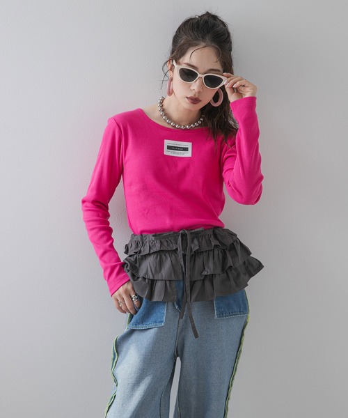 bohmal（ボマール）の「背あきカップ付きカラーロンT（Tシャツ/カットソー・レディース・ブルー/ライム/ピンク・MEDIUM/LARGE）」の12枚目の写真