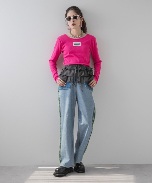 bohmal（ボマール）の「背あきカップ付きカラーロンT（Tシャツ/カットソー・レディース・ブルー/ライム/ピンク・MEDIUM/LARGE）」の10枚目の写真