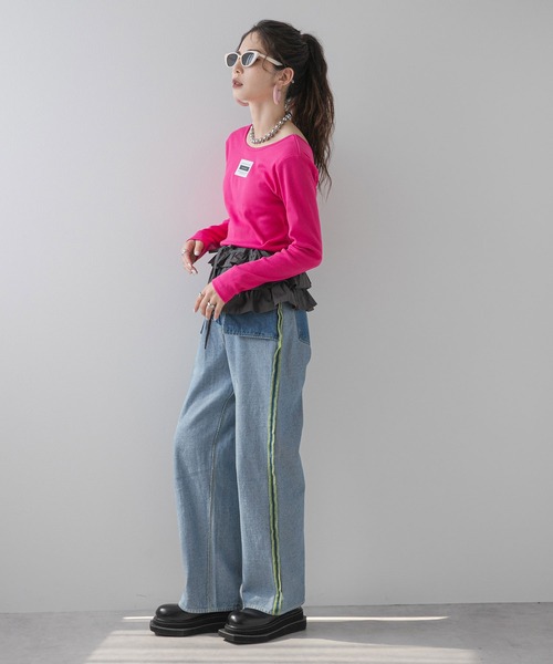 bohmal（ボマール）の「背あきカップ付きカラーロンT（Tシャツ/カットソー・レディース・ブルー/ライム/ピンク・MEDIUM/LARGE）」の9枚目の写真