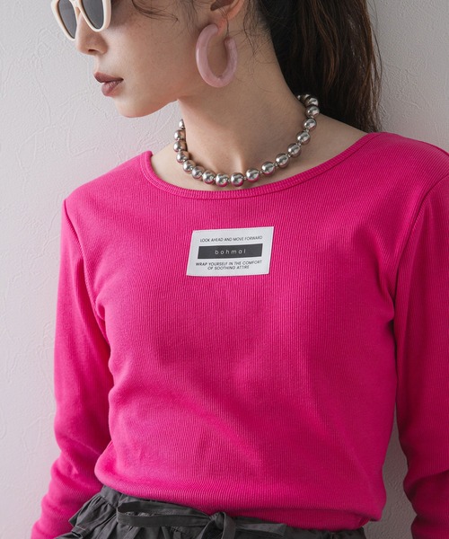 tシャツ 「最上もが」背あきカップ付きカラーロンT レディース 最上もが】背あきカップ付きカラーロンT（Tシャツ/カットソー