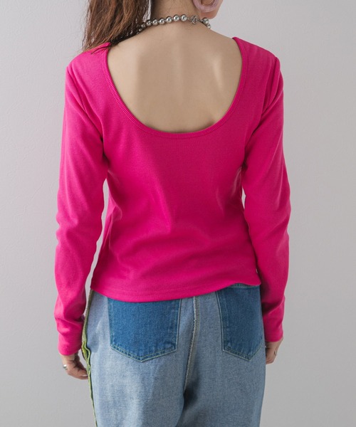 bohmal（ボマール）の「背あきカップ付きカラーロンT（Tシャツ/カットソー・レディース・ブルー/ライム/ピンク・MEDIUM/LARGE）」の5枚目の写真