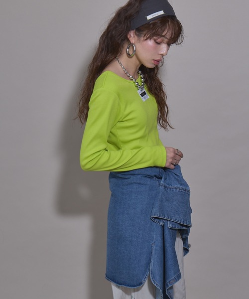 bohmal（ボマール）の「背あきカップ付きカラーロンT（Tシャツ/カットソー・レディース・ブルー/ライム/ピンク・MEDIUM/LARGE）」の21枚目の写真