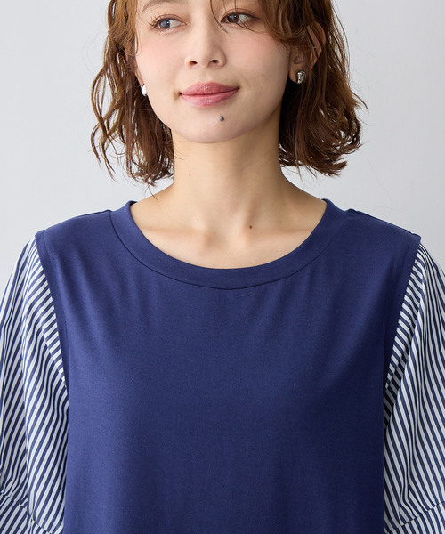 anyfee(エニフィー)の「【anyfee/大きいサイズ】異素材ドッキングペプラムプルオーバー(Tシャツ/カットソー・レディース・ブラック/ネイビー・5L/4L/3L/LL)」の17枚目の写真