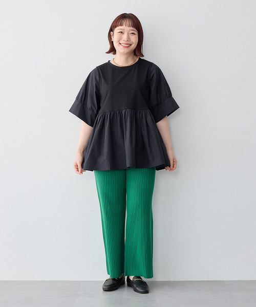 anyfee(エニフィー)の「【anyfee/大きいサイズ】異素材ドッキングペプラムプルオーバー(Tシャツ/カットソー・レディース・ブラック/ネイビー・5L/4L/3L/LL)」の20枚目の写真