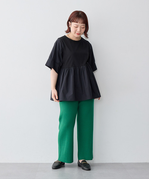 anyfee(エニフィー)の「【anyfee/大きいサイズ】異素材ドッキングペプラムプルオーバー(Tシャツ/カットソー・レディース・ブラック/ネイビー・5L/4L/3L/LL)」の21枚目の写真