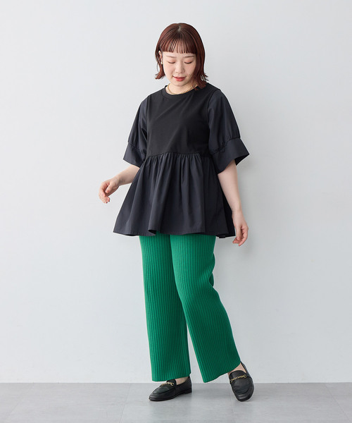 anyfee(エニフィー)の「【anyfee/大きいサイズ】異素材ドッキングペプラムプルオーバー(Tシャツ/カットソー・レディース・ブラック/ネイビー・5L/4L/3L/LL)」の22枚目の写真