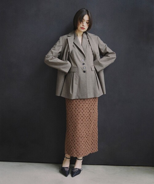 Ray BEAMS（レイビームス）の「RBS / ヘリンボーン タック ジレ（ベスト・レディース・シルバー/ダークブラウン・0/1）」の21枚目の写真