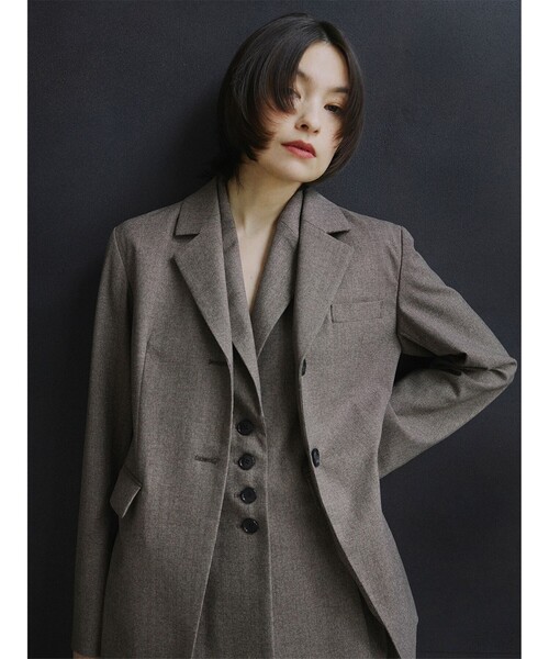 Ray BEAMS（レイビームス）の「RBS / ヘリンボーン タック ジレ（ベスト・レディース・シルバー/ダークブラウン・0/1）」の3枚目の写真