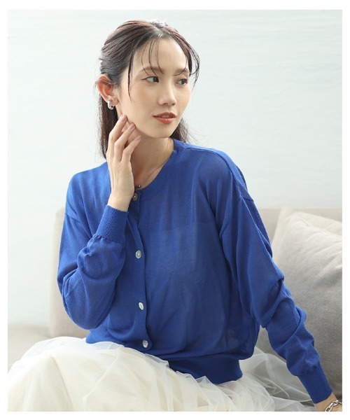 Sawa a la mode(サワアラモード)の「シアーニットカーディガン(カーディガン/ボレロ・レディース・チャコールグレー/ブルー/ベージュ/グリーン/レッド・FREE)」の10枚目の写真