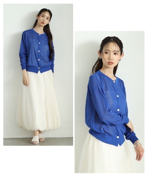 Sawa a la mode(サワアラモード)の「シアーニットカーディガン(カーディガン/ボレロ・レディース・チャコールグレー/ブルー/ベージュ/グリーン/レッド・FREE)」の11枚目の写真