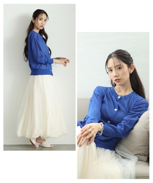 Sawa a la mode(サワアラモード)の「シアーニットカーディガン(カーディガン/ボレロ・レディース・チャコールグレー/ブルー/ベージュ/グリーン/レッド・FREE)」の13枚目の写真