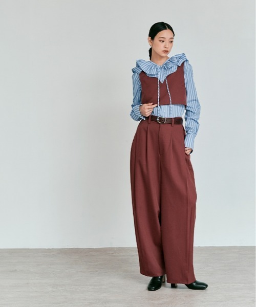 W:Huku(フーク)の「【新色】【W:Huku / ストレッチソフトツイル】コクーン バレルレッグ スラックス / Stretch Soft Twill Cocoon Slacks(スラックス・レディース・グレー/レッド系/ブラック/ブラウン/ベージュ・FREE)」の12枚目の写真