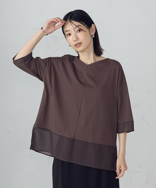 コムコム　ベルベット　カットソー セール】シアーコンビ カットソー（Tシャツ/カットソー）｜COMME CA