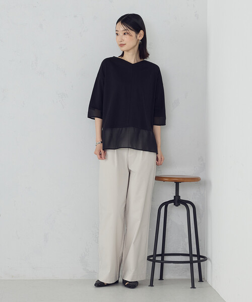 COMME CA ISM(コムサイズム)の「シアーコンビ カットソー(Tシャツ/カットソー・レディース・ブラウン/ブラック・MEDIUM/LARGE)」の3枚目の写真