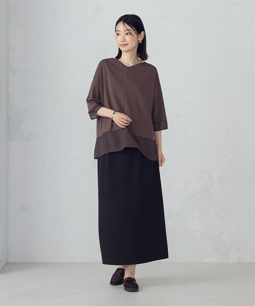 COMME CA ISM(コムサイズム)の「シアーコンビ カットソー(Tシャツ/カットソー・レディース・ブラウン/ブラック・MEDIUM/LARGE)」の8枚目の写真