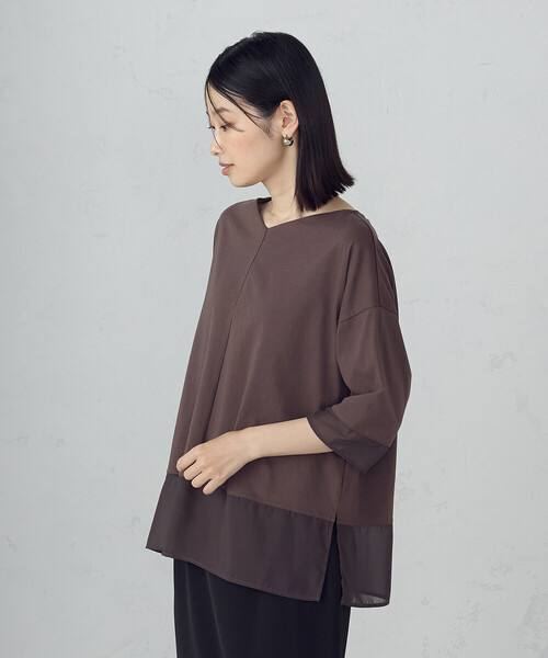 COMME CA ISM(コムサイズム)の「シアーコンビ カットソー(Tシャツ/カットソー・レディース・ブラウン/ブラック・MEDIUM/LARGE)」の10枚目の写真