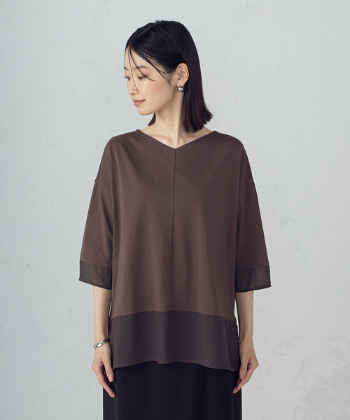 COMME CA ISM(コムサイズム)の「シアーコンビ カットソー(Tシャツ/カットソー・レディース・ブラウン/ブラック・MEDIUM/LARGE)」の11枚目の写真